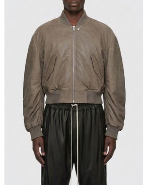 Rick Owens Leather Bomber Jacket - Grey