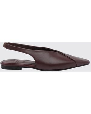 Brunello Cucinelli Tapered-Toe Smooth Leather Slingback Flats - Brown