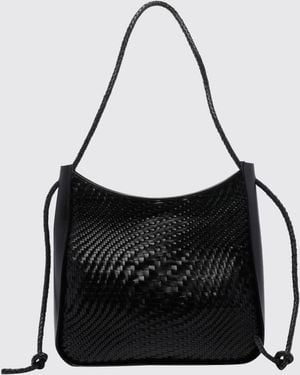 Dragon Diffusion Woven Leather Tote Bag With Single Handle - Black