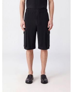 Homme Plissé Issey Miyake Homme Plissé Issey Miyake Cargo-Shorts Aus Plissiertem Crêpe Mit Elastischem Bund - Schwarz