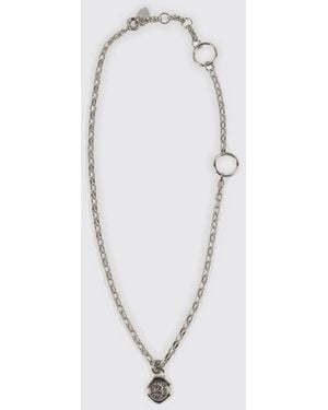 Acne Studios Brass Necklace With Logo Pendant - White