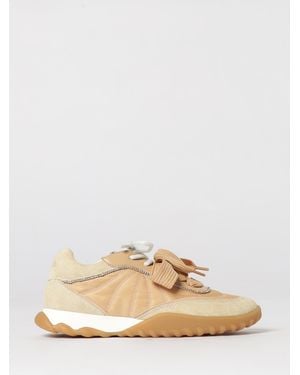 Pinko Gea Suede And Nylon Trainers - Natural