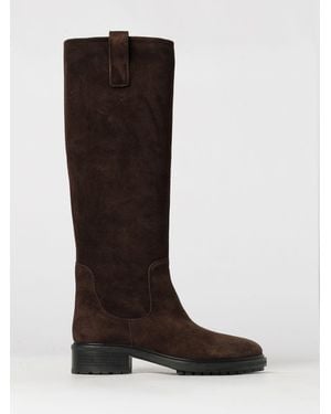 Aeyde Kniehohe Henry Stiefel Aus Veloursleder Mit Runder Kappe Und Profilsohle - Braun
