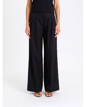Twinset Cotton Wide-Leg Pants - Black