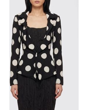 Junya Watanabe Slim Fit Polka Dot Single-Breasted Asymmetrical Blazer - Black