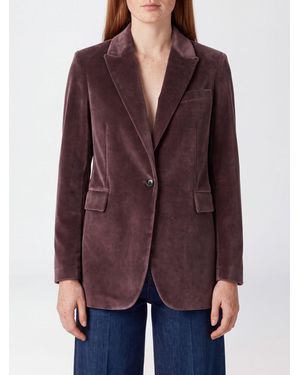 Circolo 1901 Blazer De Terciopelo De Botonadura Simple Con Solapas De Pico - Morado