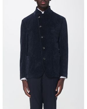 Emporio Armani Asymmetrische Samtjacke Mit Stehkragen - Blau