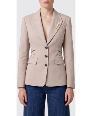 Liu Jo Single-Breasted Cropped Slim Fit Blazer With Peak Lapels - Natural