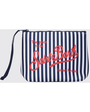 MC2 Saint Barth Aline Striped Polyester Pouch - White