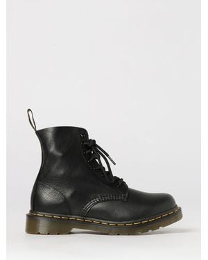 Dr. Martens Bottes 1460 Pascal En Cuir Grain Naturel - Noir