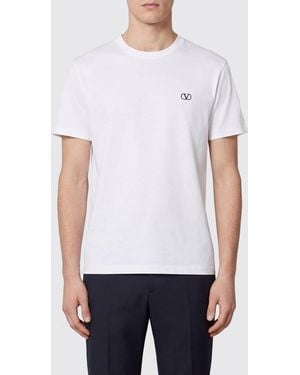 Valentino Garavani Baumwoll-T-Shirt Mit Rundhals Und Vlogo Signature - Weiß