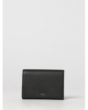 BOSS Saffiano Leather Wallet With Magnetic Flap And Zip Pocket - Grey