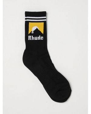 Rhude Ribbed Stretch-Cotton Socks With Contrasting Jacquard Logo - Black