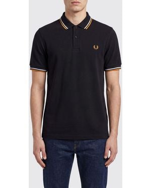 Fred Perry Cotton Polo Shirt With Logo - Black