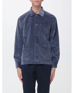 Myths Velvet Shirt Jacket With Patch Pockets - Blue