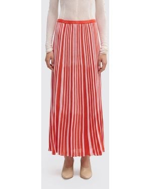 MACCAPANI Pleated Viscose Blend Skirt - Red