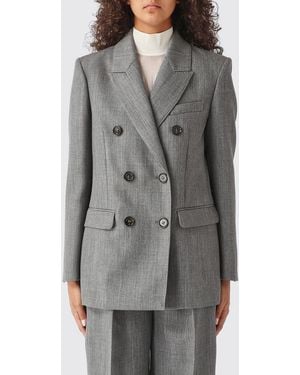 Elisabetta Franchi Blazer Cruzado De Pura Lana Virgen Con Solapas De Pico - Gris
