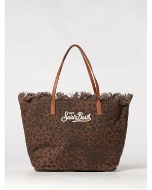MC2 Saint Barth Cotton Blend Shoulder Bag With Logo - Brown