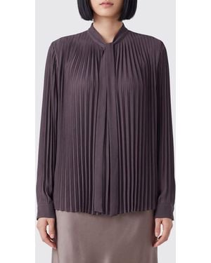 Tom Ford Viscose Satin Shirt With Pussy-Bow Collar And Pleated Design - Purple