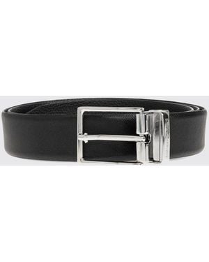 Emporio Armani Reversible Saffiano Leather Belt - White