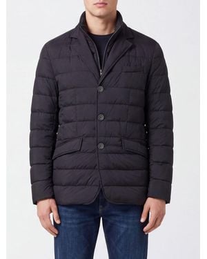 Herno Slim Fit Quilted Nylon Down Blazer With Bib - Blue