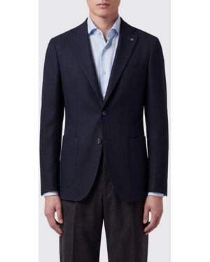 Tagliatore Blazer De Botonadura Sencilla De Pura Lana Virgen Con Solapas De Pico - Azul