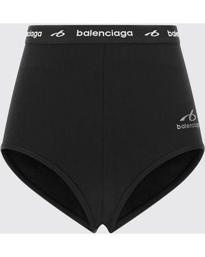 Balenciaga High-Waisted Stretch-Polyamide Panties With Logo Waistband - Black