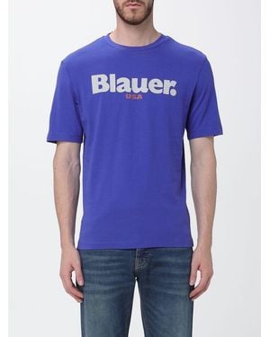 Blauer Cotton T-Shirt With Logo - Blue