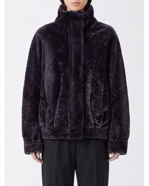 Arma Kurze Jacke Aus Shearling Mit Stehkragen Und Verdecktem Verschluss - Blau