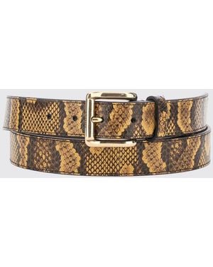Amiri Python-Print Leather Belt With Pin Buckle - Brown