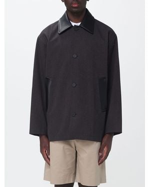 Studio Nicholson Lamb Leather And Wool Coat - Blue