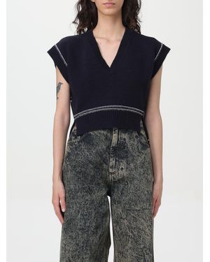 Marni Top Di Lana Con Logo - Blu