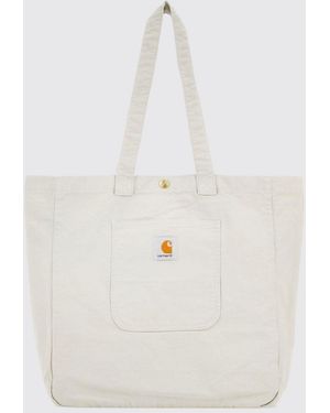Carhartt Bayfield Organic Cotton Tote Bag With Double Handle And Logo - White