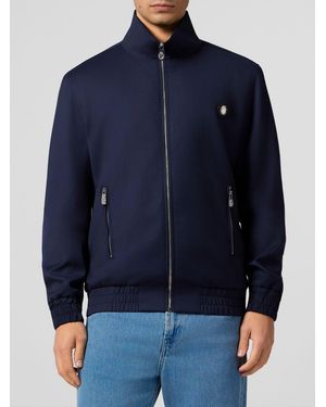 Billionaire Virgin Wool Bomber Jacket With Logo - Blue