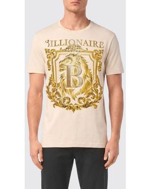 Billionaire Embroidered Cotton T-Shirt - Natural