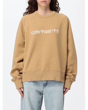 Carhartt Cotton Crewneck Sweatshirt With Contrast Logo And Dropped Shoulders - Natural