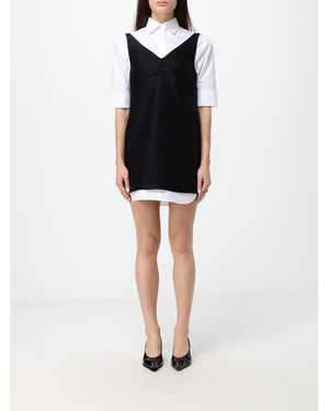 Balenciaga Double-Layer Hemdblusen-Minikleid Aus Wollmischung Mit Kurzen Ärmeln - Schwarz