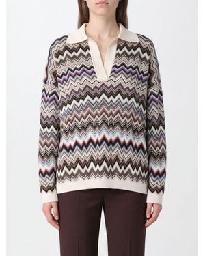 Missoni Langärmeliges Strick-Poloshirt Mit Zickzackmuster - Grau