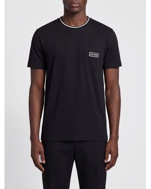 Dolce & Gabbana Dolce &Amp Gabbana T-Shirt Aus Baumwolle Mit Aufgesetzter Tasche Und Kontrastbesätzen - Schwarz