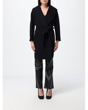 Max Mara Belted Virgin Wool Robe Coat With Shawl Collar - Blue