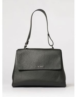 Orciani Sveva Soft Medium Hammered Leather Bag - Black