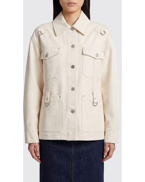 DURAZZI MILANO Slim Fit Cotton Shirt Jacket With Metal Ring Detail - Natural