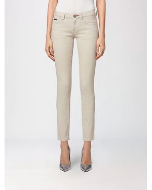 Philipp Plein Vaqueros Skinny De Denim Elástico De Talle Medio - Neutro