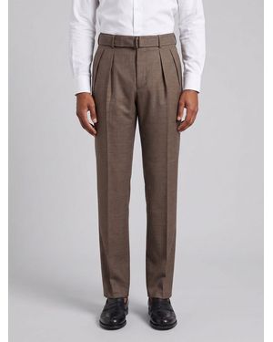 Tagliatore High-Waisted Virgin Wool Tailored Pants With Pleats - Gray