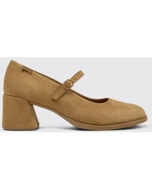 Camper Kora Suede Mary Jane Shoes - Natural