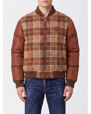DSquared² Padded Check Wool-Blend Bomber Jacket With Ribbed Collar - Blue