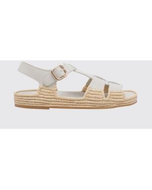 Paloma Barceló Leather And Raffia Sandals - White