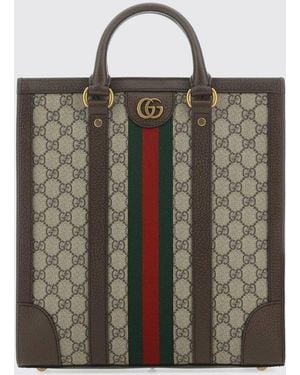 Gucci Ophidia Gg Supreme Tote Bag With Web Stripe - Multicolour