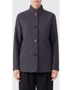 Aspesi Single-Breasted Wool Short Coat With Mandarin Collar - Blue