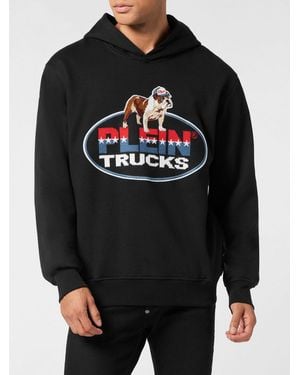 Philipp Plein Graphic Print Hooded Sweatshirt - Black